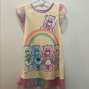 Care Bears Yellow and Pink Nightgown with Rainbow 🌈 & Ruffles Size 4T